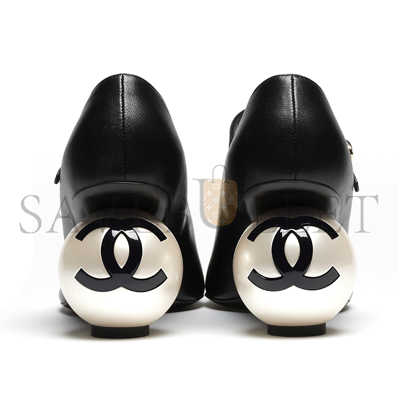 Ch**el mary janes lambskin, patent calfskin & imitation pearls g46775